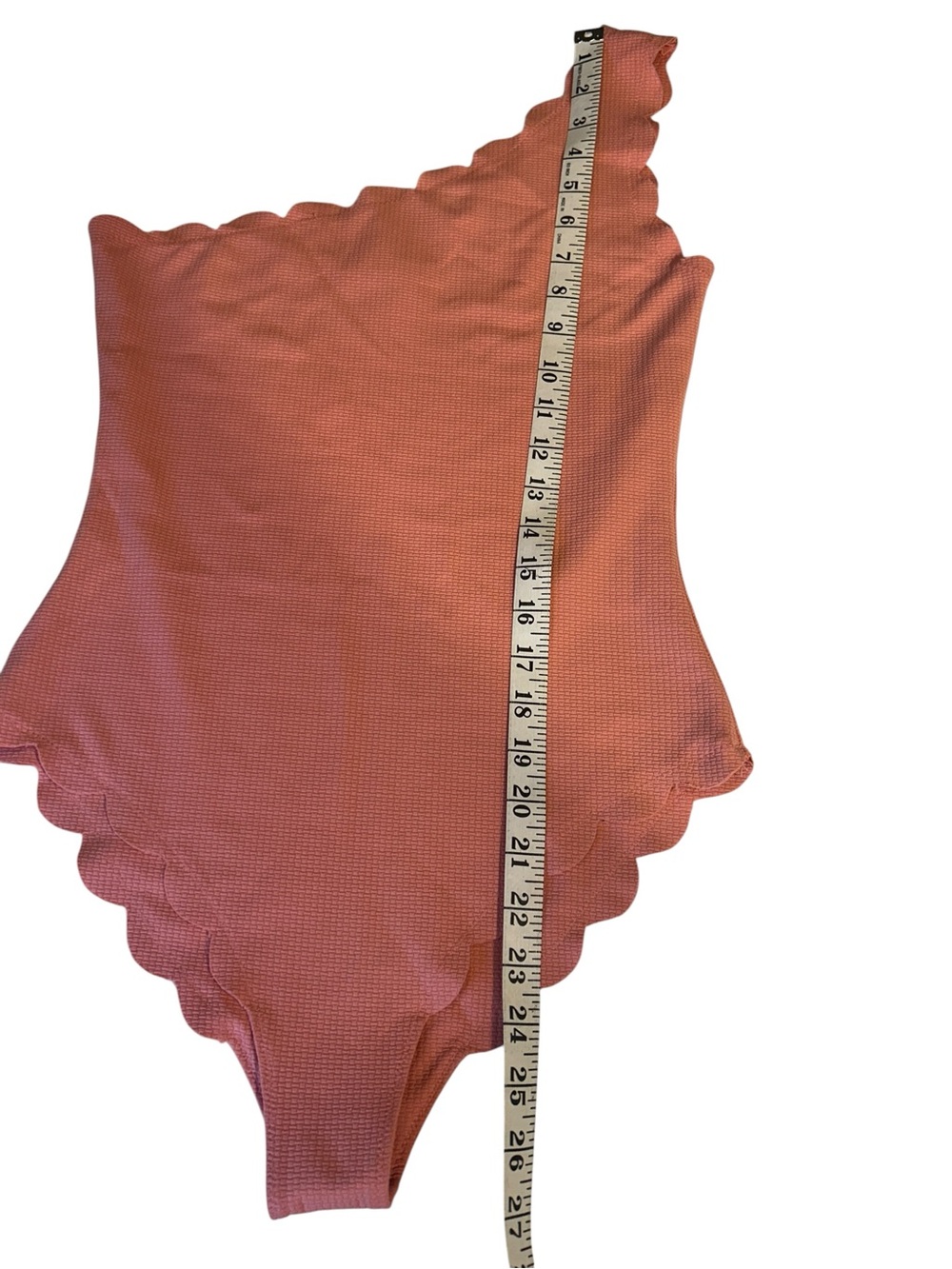 Marysia One Shoulder Scallop Edge One-Piece Swimsuit Coral Pink Size Medium - Picture 6 of 7